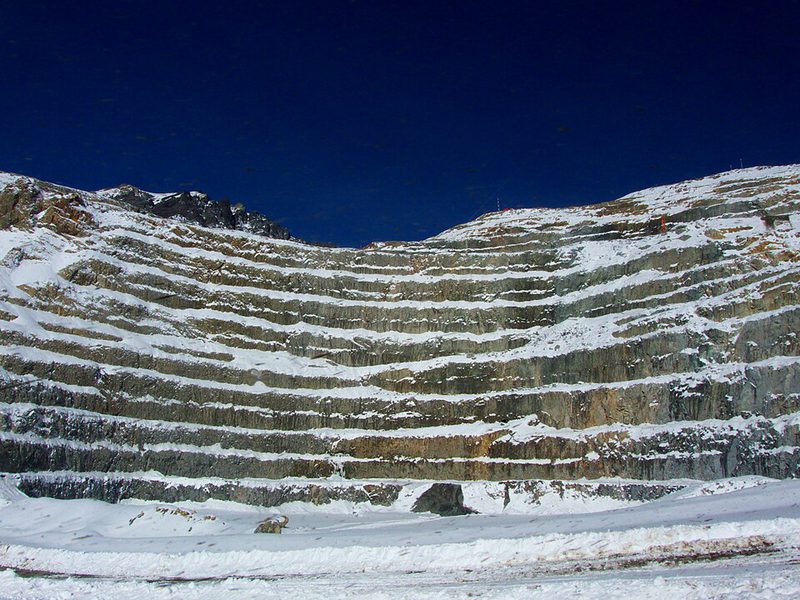 Operations at Codelco’s Andina copper mine in Chile, at 3,900 metres, in 2009