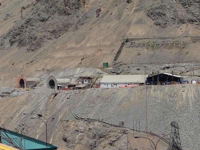 Adit entrances of Codelco’s El Teniente copper mine, seen from Sewell, Chile