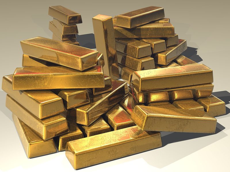 A pile of gold bars