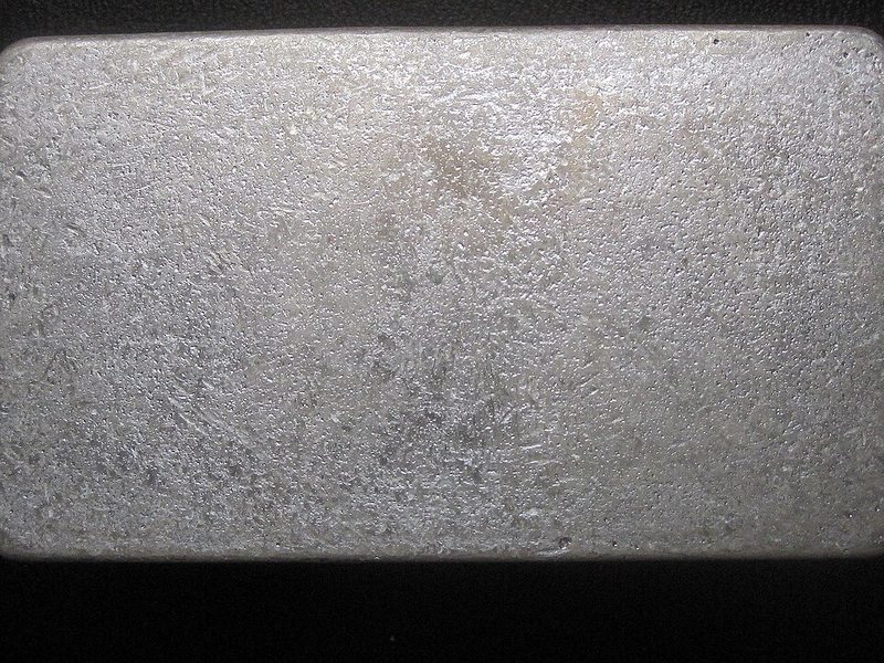 A cast silver bullion bar