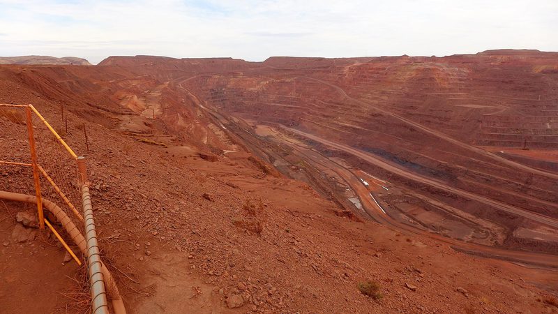 The terraced walls of the Mount Whaleback iron ore pit in 2016